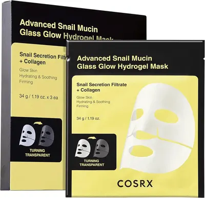 Main Images for COSRX Advanced Snail Mucin Glass Glow Hydrogel Face Masks Skincare
