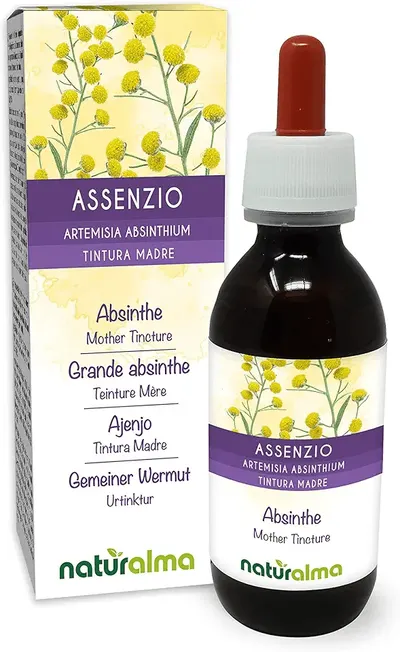 Main Images for Absinthe or Grand Wormwood (Artemisia Absinthium) herb with Flowers Alcohol-Free Mother…