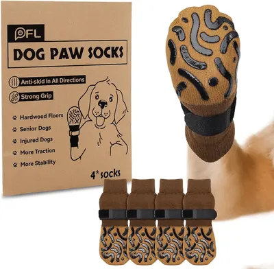 Main Images for 2 Pairs Anti Slip Dog Socks Paws Stop Licking