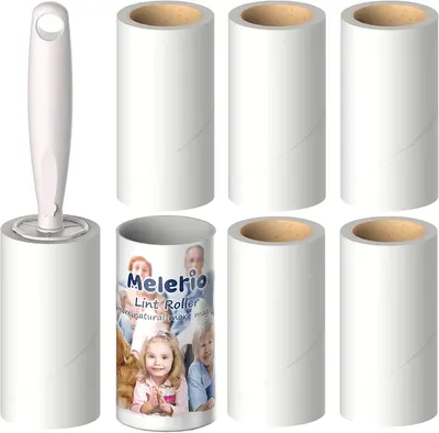 Main Images for MELERIO Lint Rollers 5 Refills Full 420 Sheets with Protective Cover