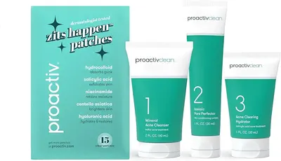Main Images for Proactiv Clean 3 Step Acne Routine w/ Pimple Patches- Sulfur Acne Treatment Cleanser