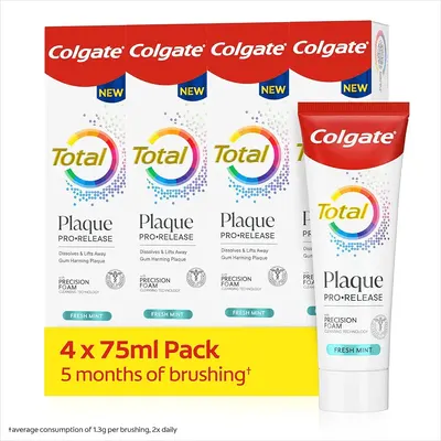Main Images for Colgate total Plaque Pro-Release Fresh Mint Toothpaste 75ml X4