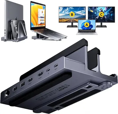 Main Images for Docking Station Dual Monitor: QUUGE 7 in 1 USB C Dock Stand with Dual HDMI(4K120Hz + 60Hz)
