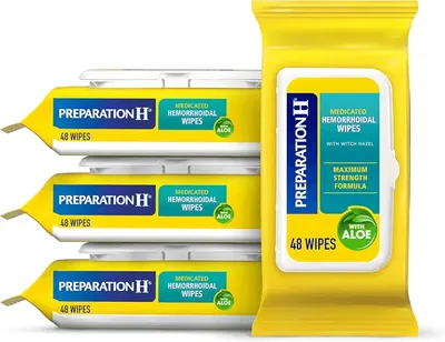 Main Images for Preparation H Hemorrhoid Flushable Wipes with Witch Hazel for Skin Irritation Relief