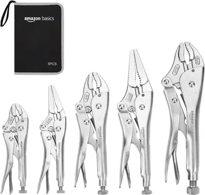 Main Images for Amazon Basics 5-Piece CR-V Locking Pliers and Wire Cutters Set with Carrying Case