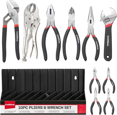 Main Images for 10PC Pliers and Wrench Set with Storage Rack