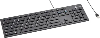 Showcases the product itself, a wired computer keyboard, against a plain white background to allow buyers to clearly see its design and layout.