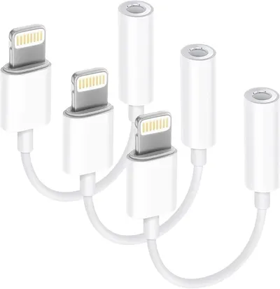 Showcases the different cable length options available for this Lightning to USB adapter.
