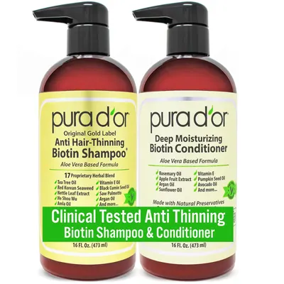 PURA D'OR Anti-Thinning Biotin Shampoo & Deep Moisturizing Conditioner…