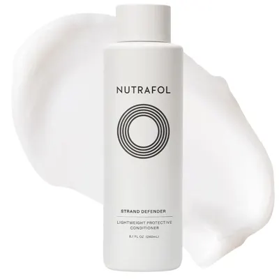 Showcases the product packaging and branding to communicate the product's key benefit of being a lightweight protective conditioner.