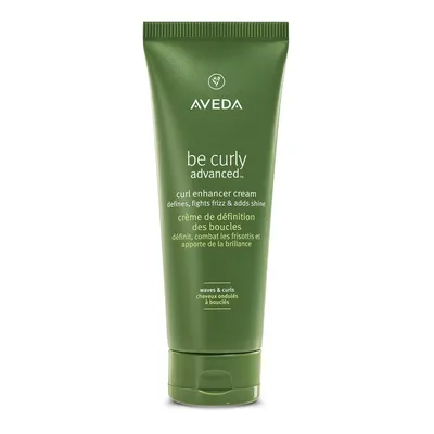 Showcases the product packaging and highlights key benefits like curl definition, frizz control, and added shine.