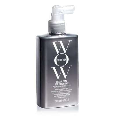 Showcases the product packaging and branding while highlighting its curl-defining and moisturizing benefits for curly hair.