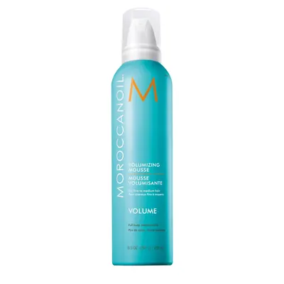 Showcases the product packaging and highlights the volumizing benefit for fine to medium hair.