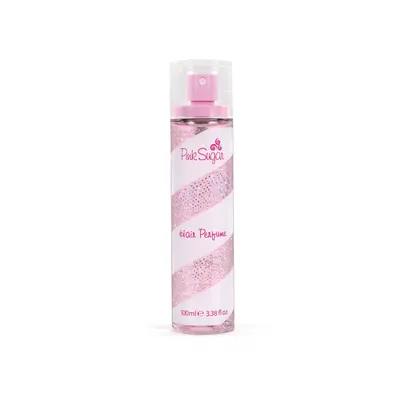 Showcases the product packaging and branding for a feminine hair perfume.