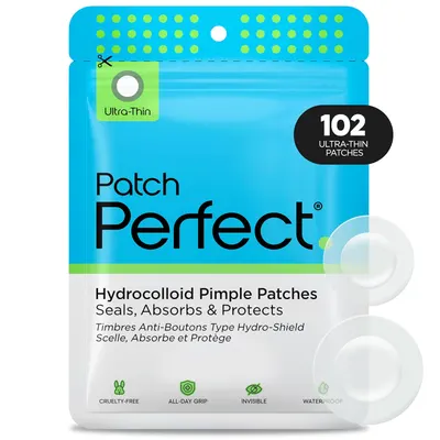 Showcases the product packaging and highlights the key features of the pimple patches, including quantity and benefits. Displays the product's packaging to…