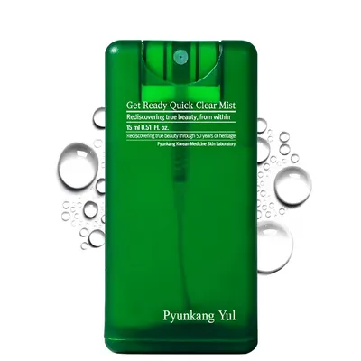 Showcases the product's packaging and highlights its key features as a quick clear mist for skincare. Emphasizes the product's hydrating properties through…