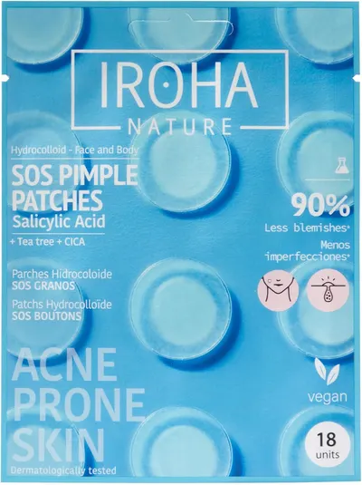 Showcases the product's appearance and highlights its use for treating acne and blemishes. Uses visual elements and text to emphasize the product's…