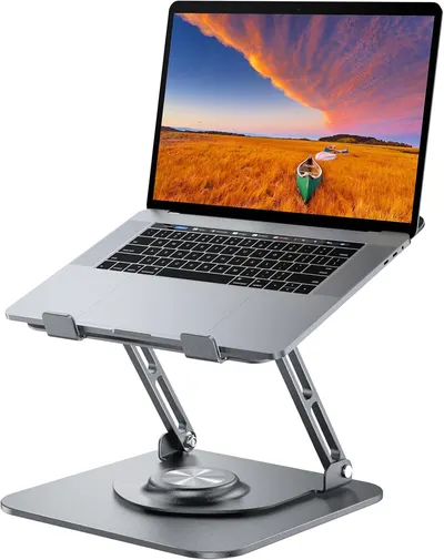 Showcases the product's design and functionality as an ergonomic laptop stand with adjustable height and angle. Demonstrates how the product can improve a…