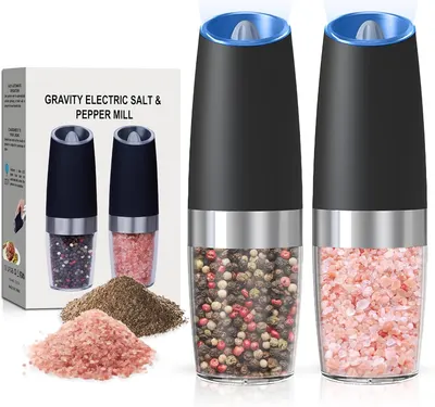 Showcases the product's design and contents, highlighting the electric functionality and dual mill set for salt and pepper. Demonstrates that the product…