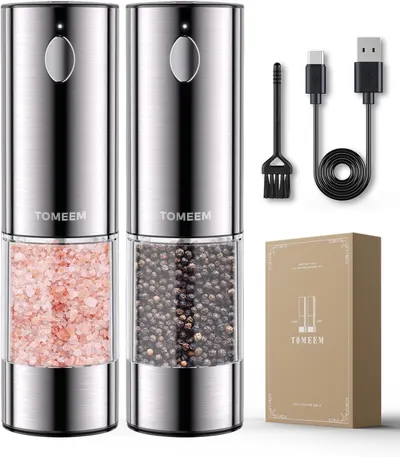 Main Images for Upgraded Larger Capacity Electric Salt and Pepper Grinder Set Rechargeable with LED lights
