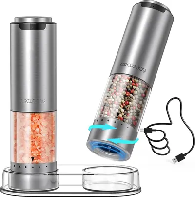 Main Images for CIRCLE JOY Rechargeable Electric Salt and Pepper Grinder Set with Base