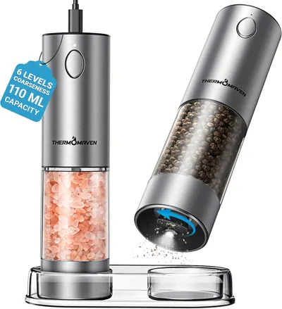 Main Images for Upgraded Larger Capacity Electric Salt and Pepper Grinder Set
