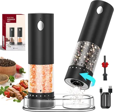 CIRCLE JOY Electric Salt and Pepper Grinder Set Rechargeable Salt and Pepper…