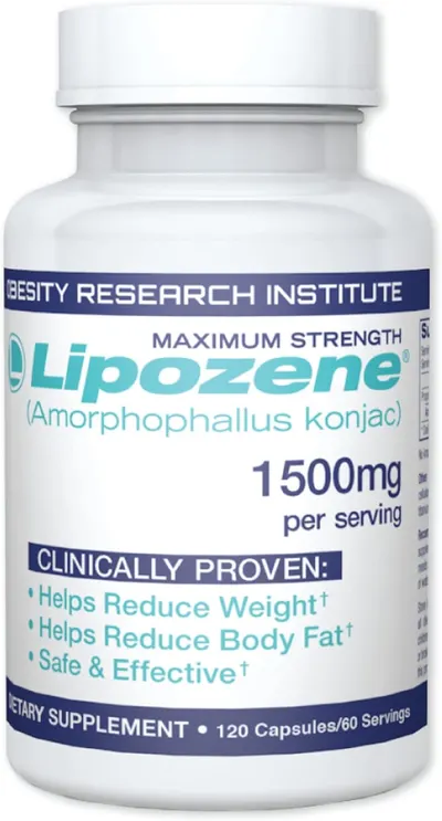Clearly displays the product packaging to show the brand, dosage, and key benefits of the weight loss supplement.