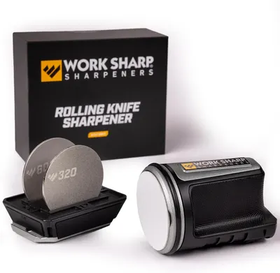Shows the complete knife sharpener set with all included components to demonstrate the product's features and contents. Displays the various parts of the knife sharpener set to highlight the…