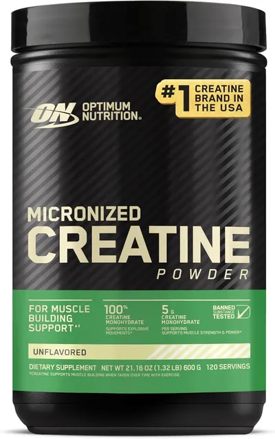 Showcases the product container to clearly display the brand, product name, and key benefits for muscle building support. Displays the full product packaging to highlight brand identity and product…