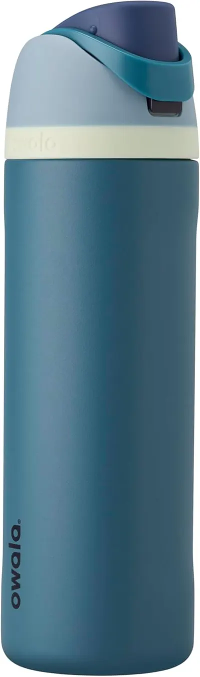 Showcases the sleek design and color scheme of the insulated water bottle, emphasizing its modern aesthetic and functionality.