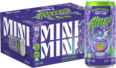 Showcases the product can alongside its retail packaging to communicate brand identity and product details. Displays multiple cans to show product availability and packaging design.