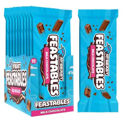 Shows the product packaging and individual bars to highlight the multipack offering and brand identity. Displays multiple chocolate bars to showcase the product's milk chocolate flavor and quantity…
