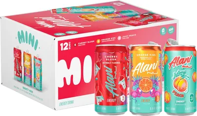 Showcases the product packaging and highlights the variety of flavors available in the pack. Displays the different flavor options and their distinct, colorful can designs to attract customers…