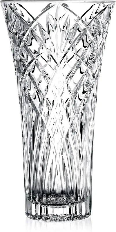 Showcases the intricate cut glass design and clarity of the crystal vase to highlight its quality and elegance.