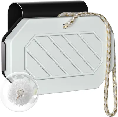 Showcases the product's distinctive shape and portable nature, emphasizing its modern aesthetic and convenience.