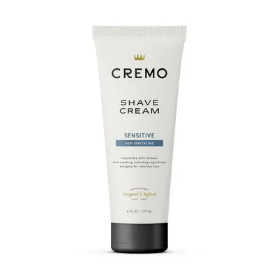 Showcases the product clearly against a white background, highlighting its sensitive skin formula and premium branding.