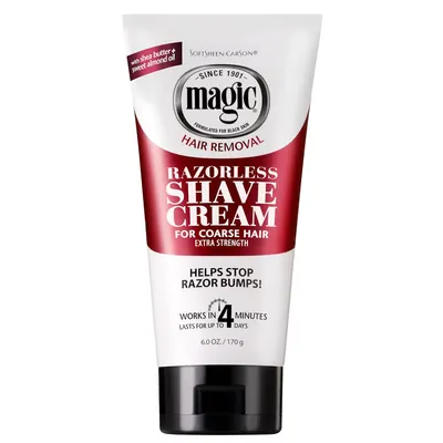 Showcases the product packaging and key features to inform customers about its hair removal benefits and ingredients. Displays the full product packaging to help customers easily identify the item…