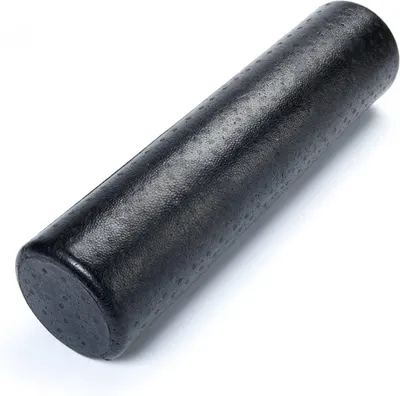 Showcases the product's simple, cylindrical design and textured surface to demonstrate its functionality as a foam roller for muscle recovery or exercise.