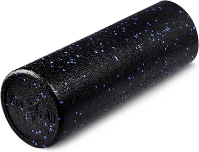 Showcases the product's unique speckled design and cylindrical shape, highlighting its use as a fitness or massage tool.