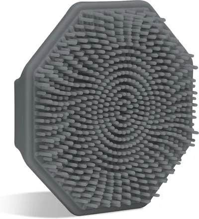 Showcases the product's distinctive octagonal shape and textured bristle surface, highlighting its unique design and functionality.
