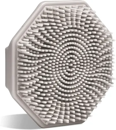 Showcases the product's distinctive octagonal shape and textured bristle surface, highlighting its unique design and functionality.