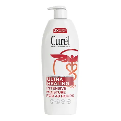 Showcases the product's packaging and key benefits, emphasizing its ultra healing and long-lasting moisture properties.