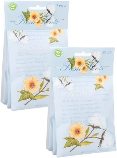 Shows the product packaging to highlight the 3-pack quantity and the fresh, floral scent of the product.