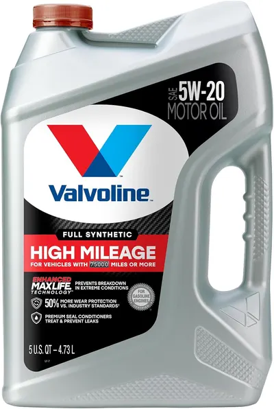Showcases the product container and key features to inform customers about the type and benefits of the motor oil. Displays the product packaging to highlight specific product details like viscosity…
