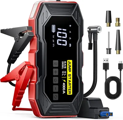 Showcases the product's digital interface and portable form factor, highlighting its ease of use and convenience. Displays the included accessories and attachments, demonstrating the product's…