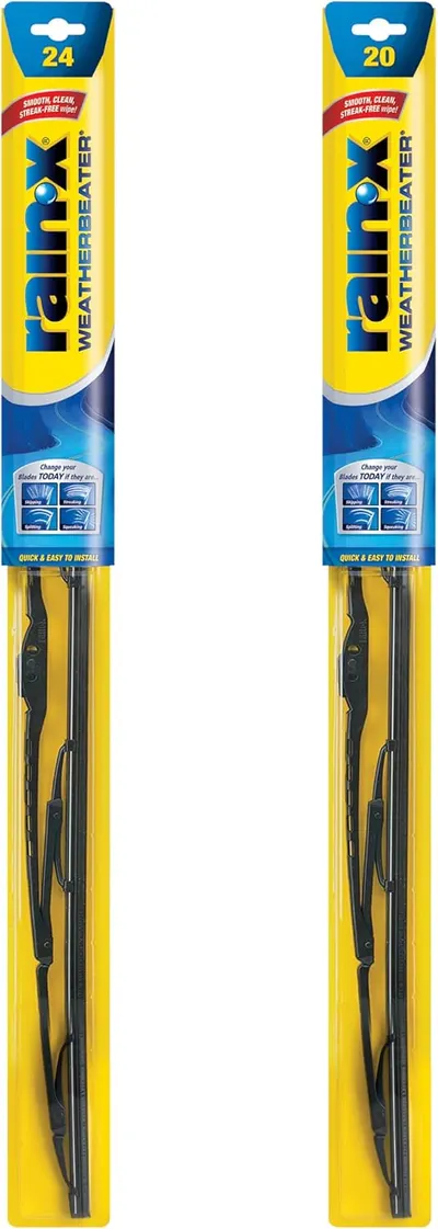 Shows two different sizes of windshield wipers available, allowing customers to choose the appropriate size for their vehicle. Displays two different length options (24 inch and 20 inch) of the same…