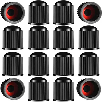 Showcases multiple valve stem caps to highlight the product's design and quantity included. Displays different valve stem cap designs to show the variety available in the set.
