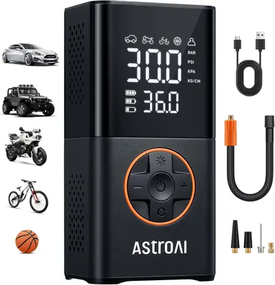 Main Images for AstroAI L7 Tire Inflator Portable Air Compressor Cordless Mini Bike Pump with Digital…