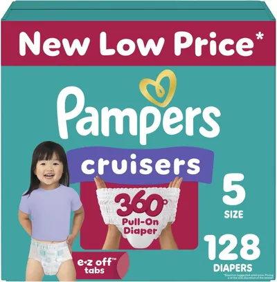 Highlights the new lower price and key product features to attract budget-conscious parents while showcasing the product packaging.